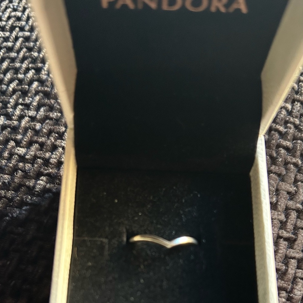 Pandora Silver gunmetal wishbone Ring
